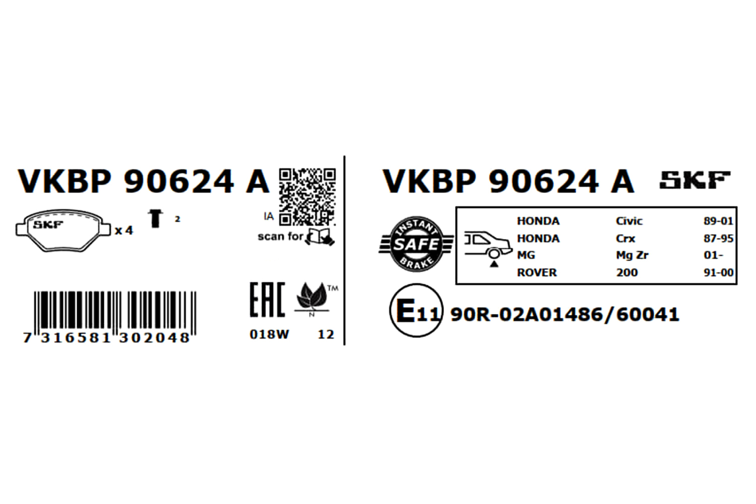 Placute frana SKF VKBP90624A